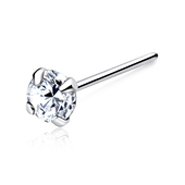 Round CZ Silver Straight Nose Stud NSKA-113-4